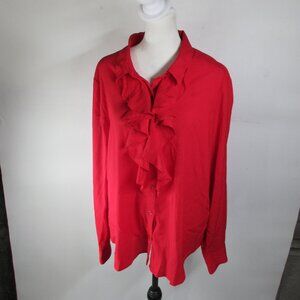 Karl Lagerfeld Red Ruffle Blouse